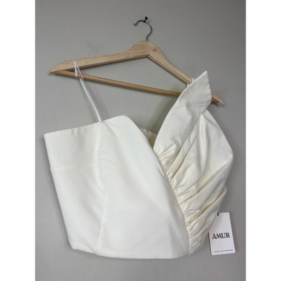 Amur Declan Ruffle Bustier One Shoulder Cropped Top Women's Ivory Size: 6 NWT - Picture 4 of 11